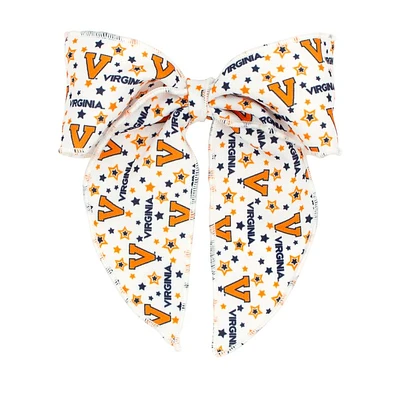 Virginia Wee Ones Medium Signature Collegiate Logo Print Fabric Bowtie With Knot and Tails