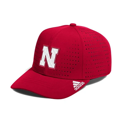 Nebraska Adidas Structured Adjustable Performance Cap