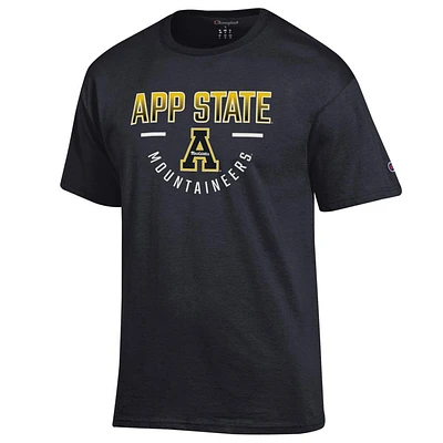 App State Champion Straight Over Logo Reverse Arch Tee