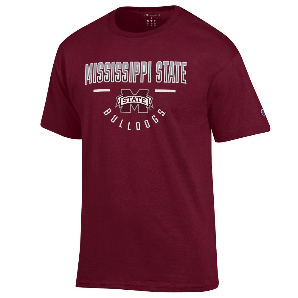 Mississippi State Champion Straight Over Logo Reverse Arch Tee