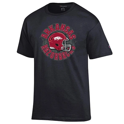 Arkansas Champion Circle with Helmet Over Field Tee