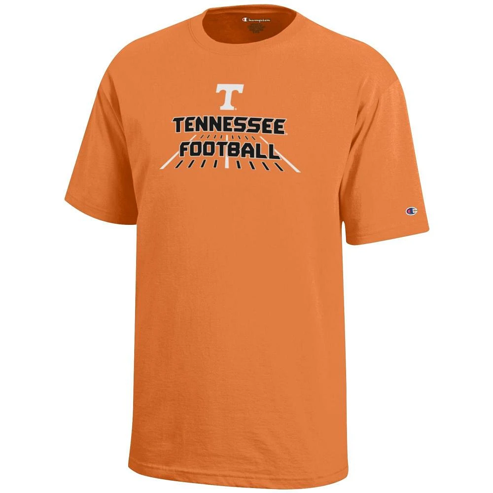 Tennessee Champion YOUTH Logo Wordmark Football Over Field Tee