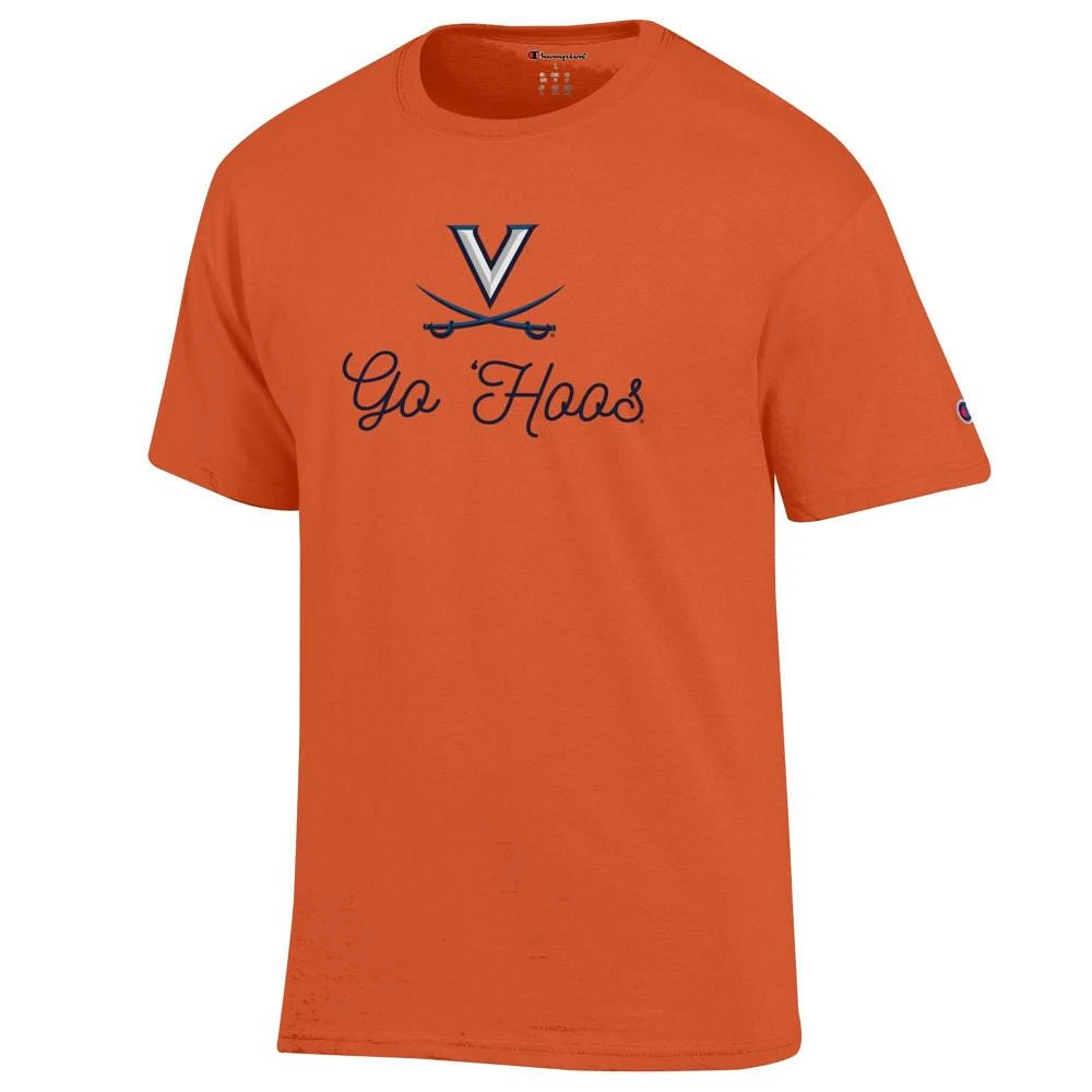 Virginia Hoos Champion Logo Over Script Tee