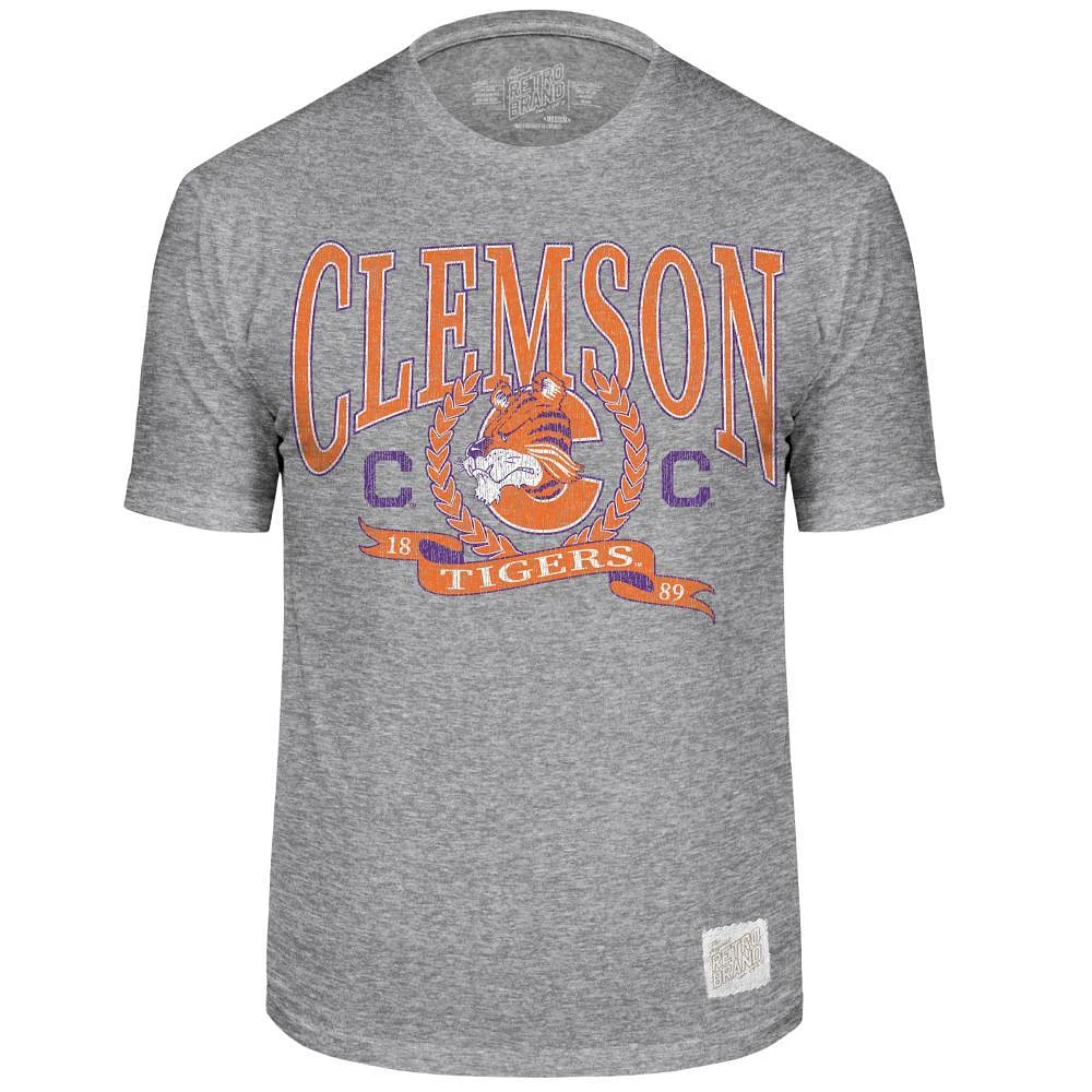 Clemson Retro Brand Reverse Arch Streaky Tee