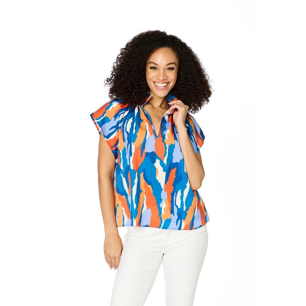 Royal and Orange Stewart Simmons The Abstract Blouse