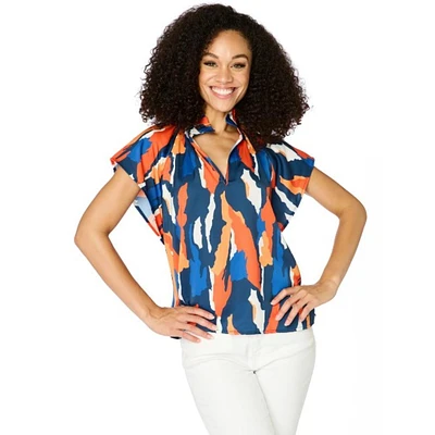 Navy and Orange Stewart Simmons The Abstract Blouse