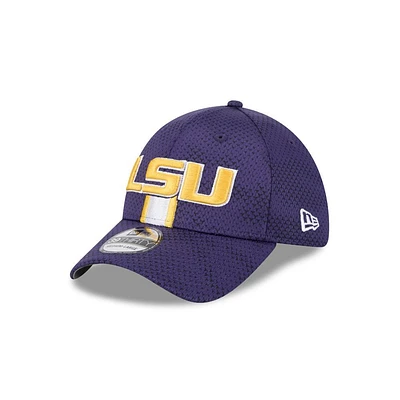 LSU New Era 3930 Helmet Stripe Flex Fit Cap