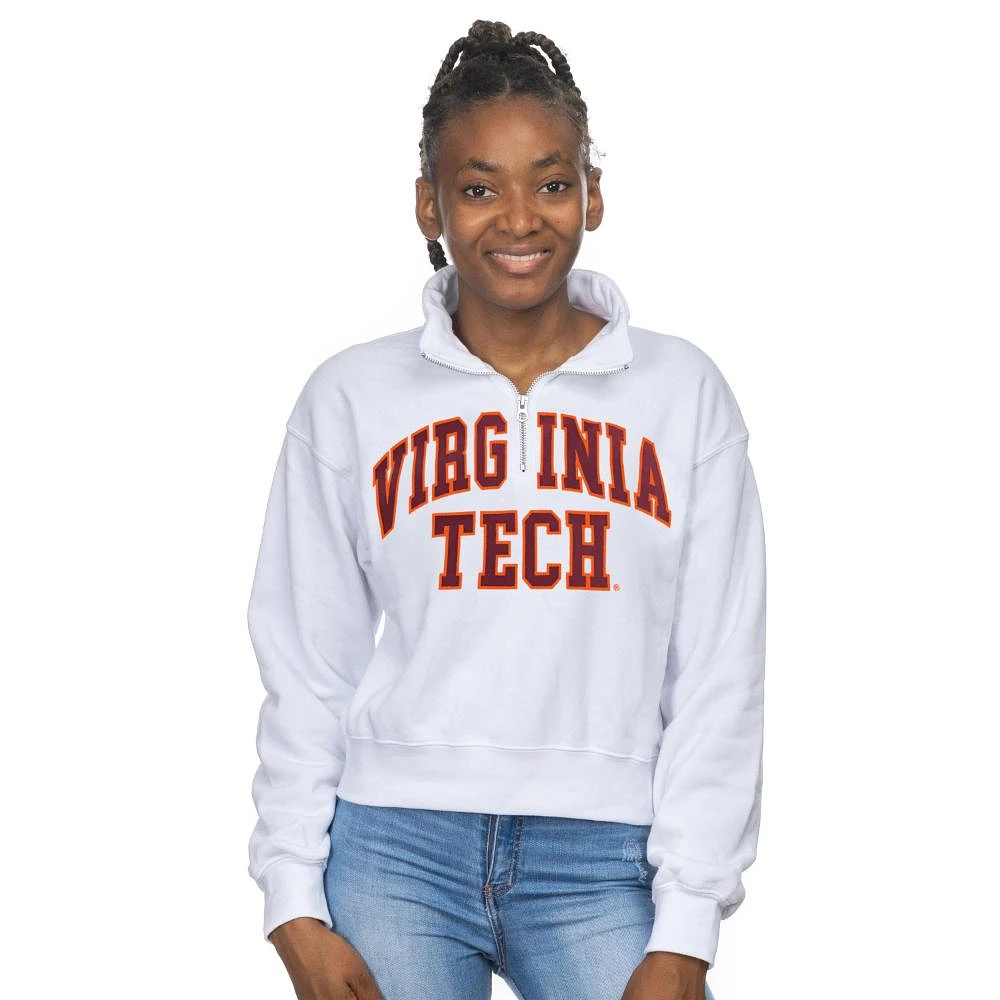 Virginia Tech Zoozatz Women's Sport Crop 1/4 Zip Crew