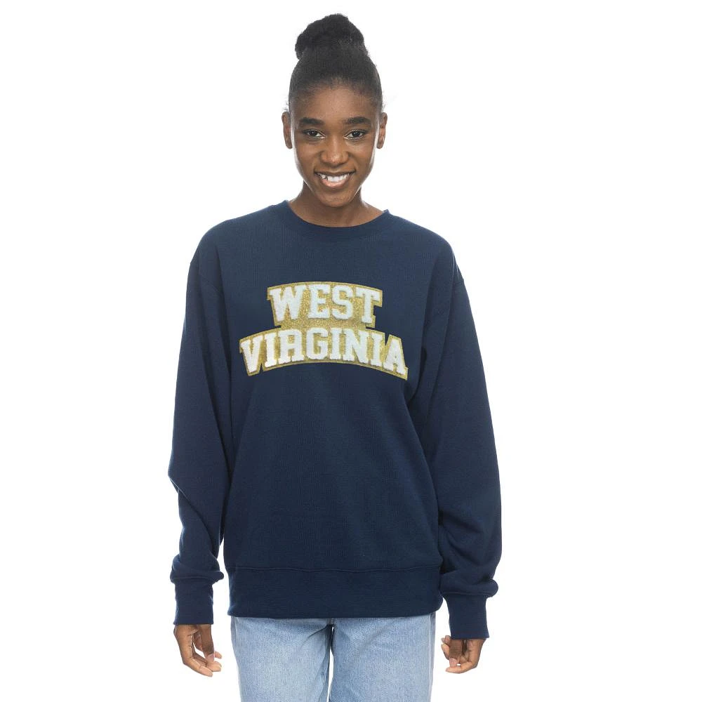 West Virginia Zoozatz Sparkle Chenille Applique Sport Crew