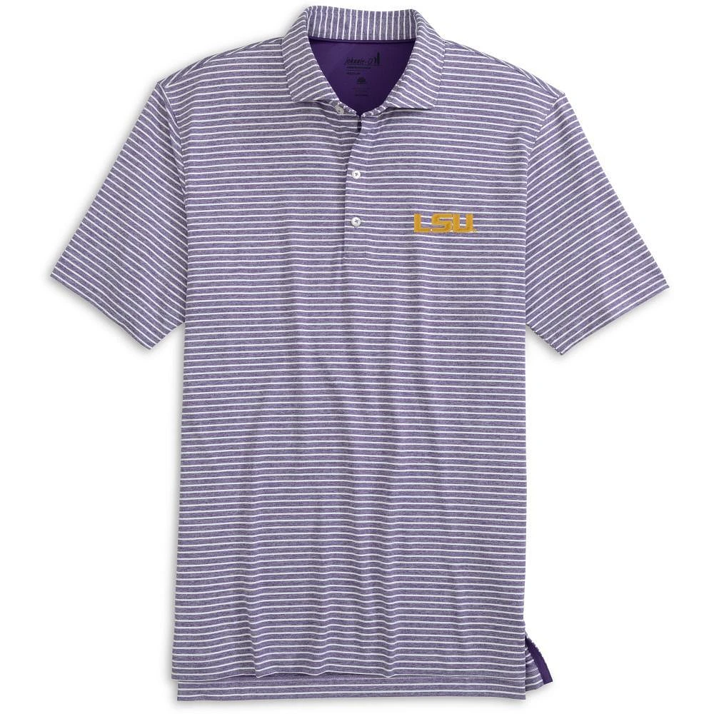 LSU Johnnie-O Clipper Striped Jersey Performance Polo