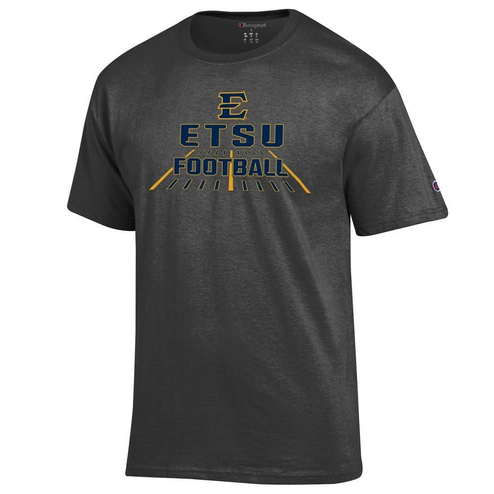 ETSU Champion Logo Wordmark Football Over Field Tee