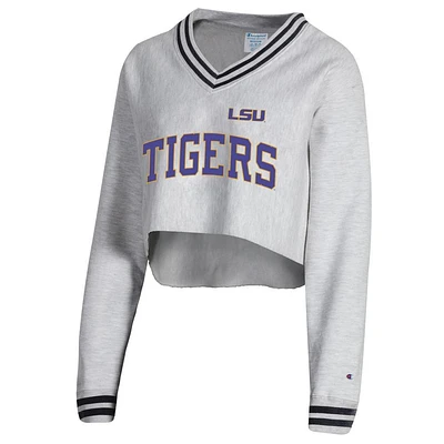 LSU Champion Women's Reverse Weave Higher Ed Cropped V-Neck