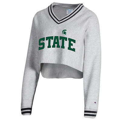 Michigan State Champion Women's Reverse Weave Higher Ed Cropped V-Neck