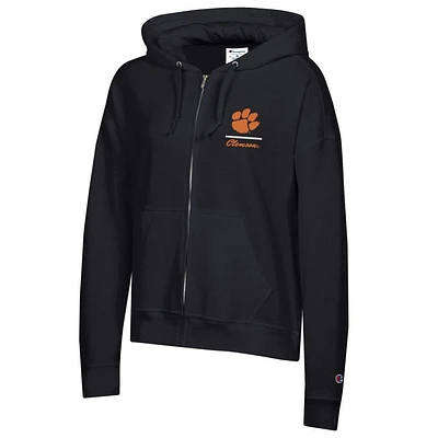 Clemson Champion Women's Logo Line Script Powerblend Full Zip