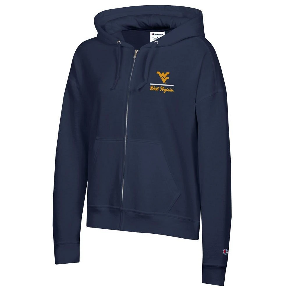 West Virginia Champion Women's Logo Line Script Powerblend Full Zip