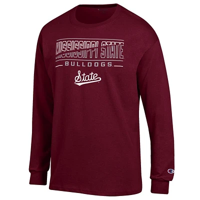 Mississippi State Champion Split Color Straight Long Sleeve Tee