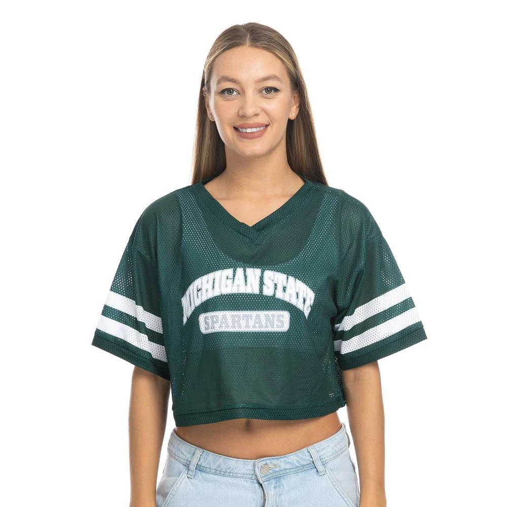 Michigan State Zoozatz V-Neck Mesh Football Tee