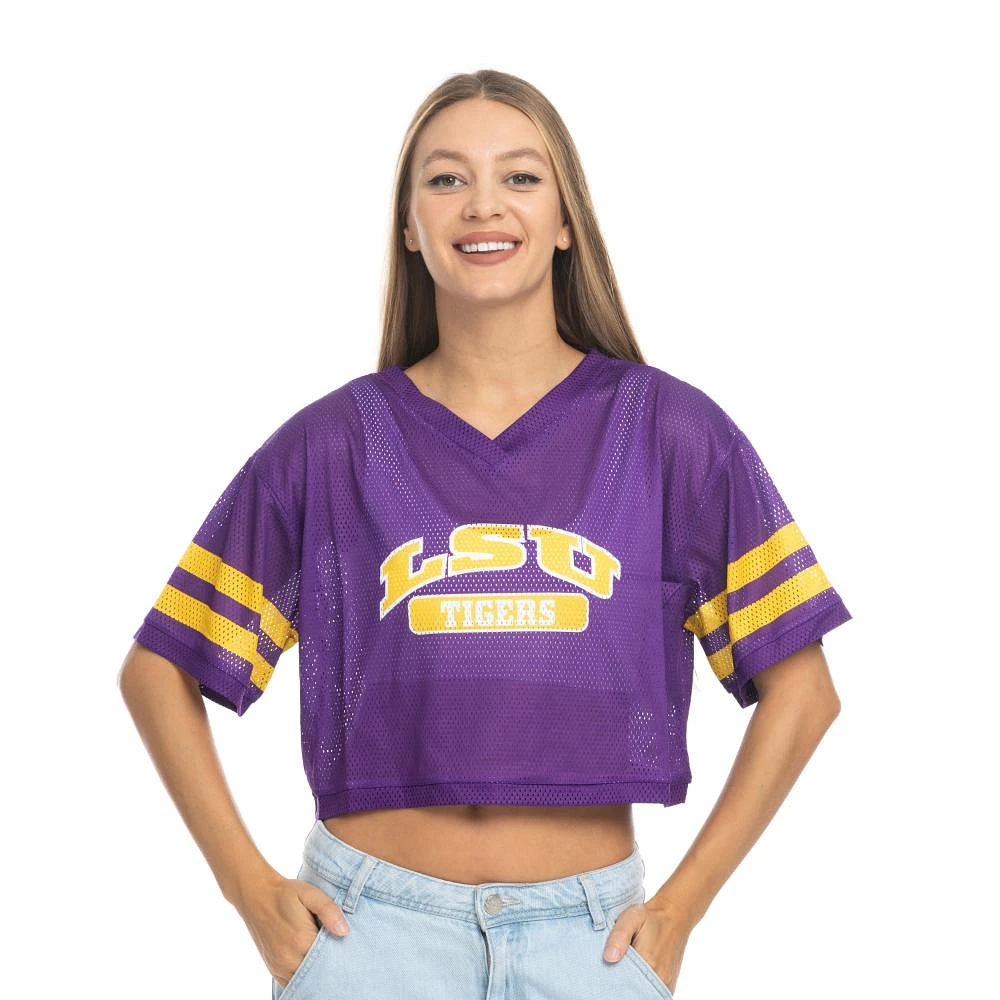 LSU Zoozatz V-Neck Mesh Football Tee