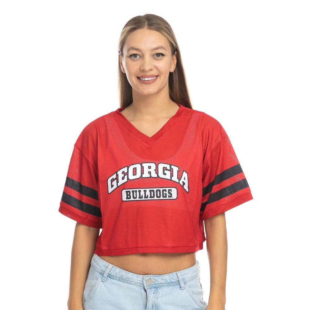 Georgia Zoozatz V-Neck Mesh Football Tee