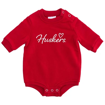 Nebraska Zoozatz Infant Script Heart Fleece Onesie