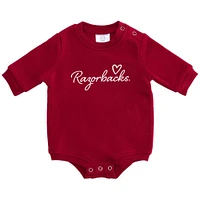 Arkansas Zoozatz Infant Script Heart Fleece Onesie