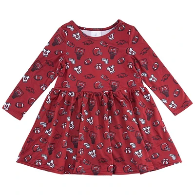 Arkansas Zoozatz Toddler Sports Long Sleeve Dress