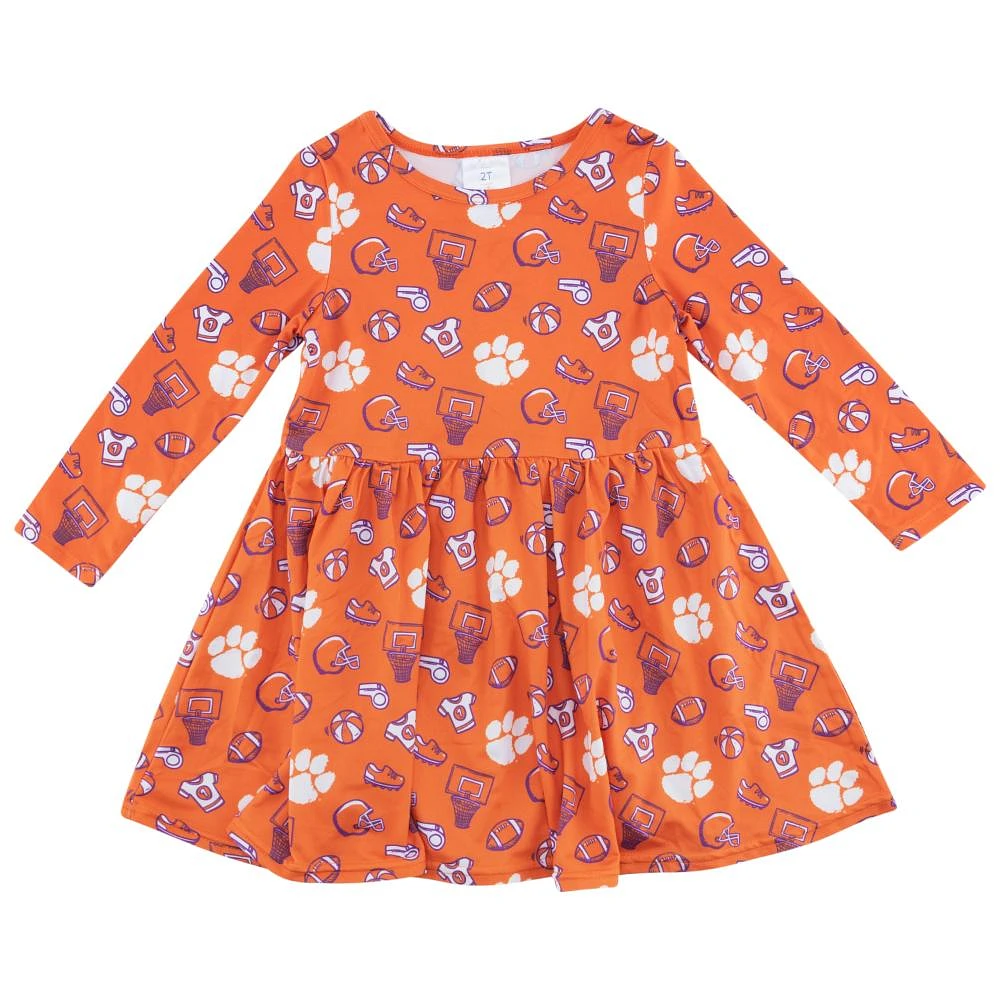 Clemson Zoozatz Toddler Sports Long Sleeve Dress