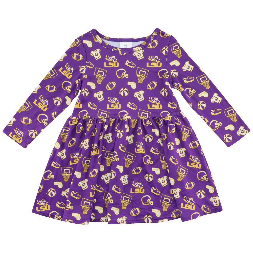 LSU Zoozatz Toddler Sports Long Sleeve Dress