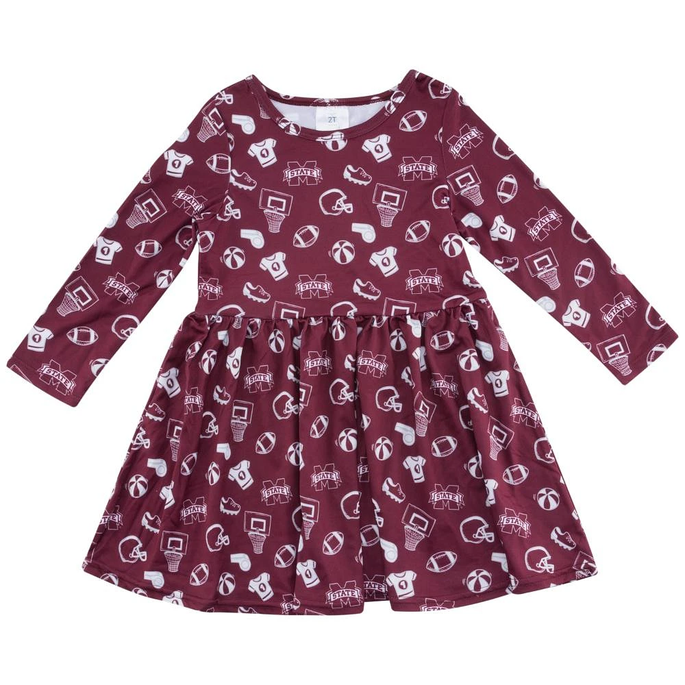 Mississippi State Zoozatz Toddler Sports Long Sleeve Dress