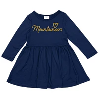 West Virginia Zoozatz Toddler Script Heart Long Sleeve Dress