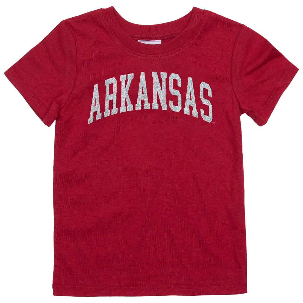 Arkansas Zoozatz Toddler Glitter Arch Wordmark Tee