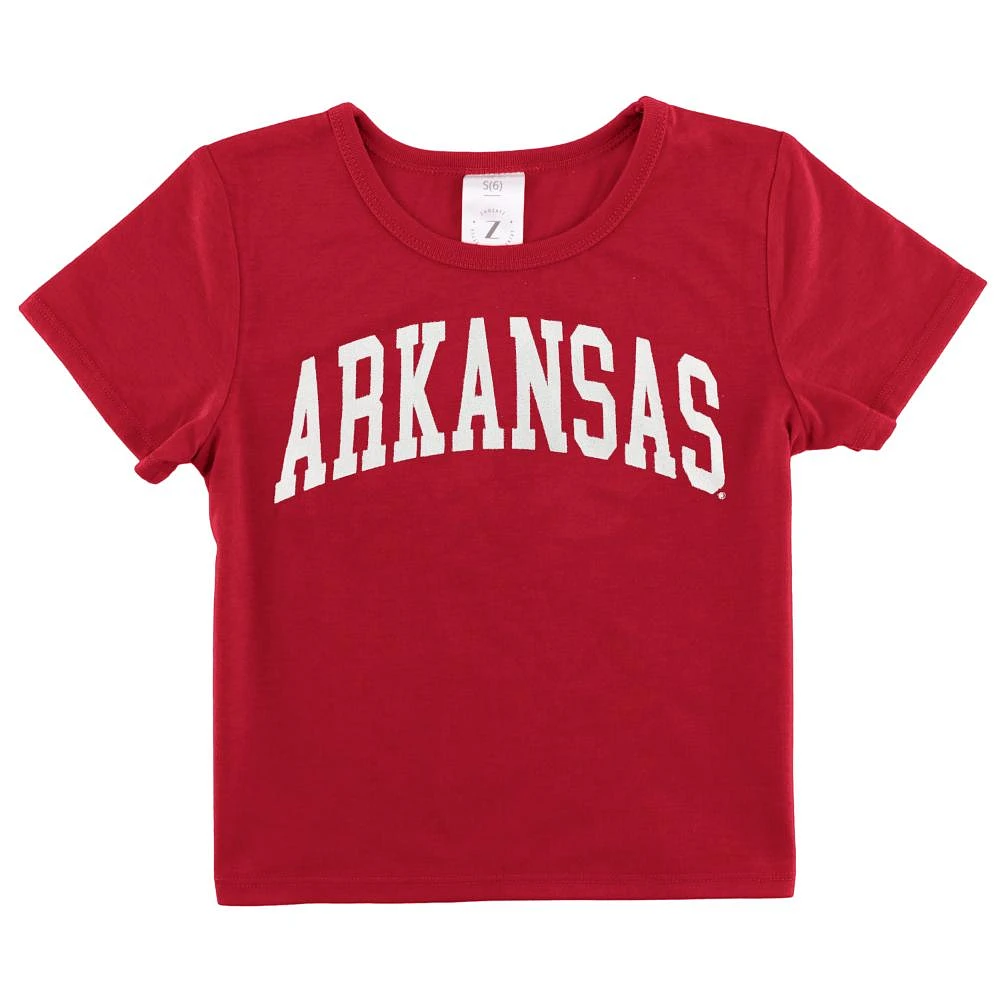 Arkansas Zoozatz YOUTH Glitter Arch Wordmark Tee