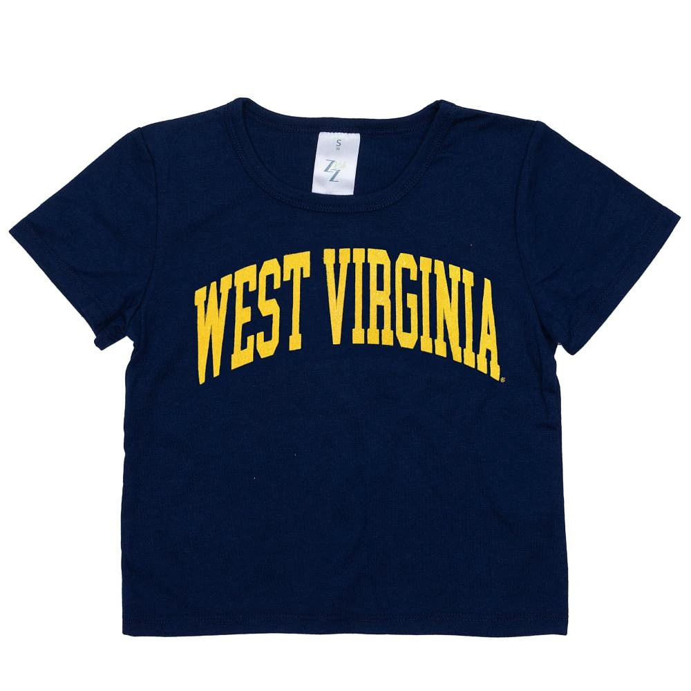 West Virginia Zoozatz YOUTH Glitter Arch Wordmark Tee