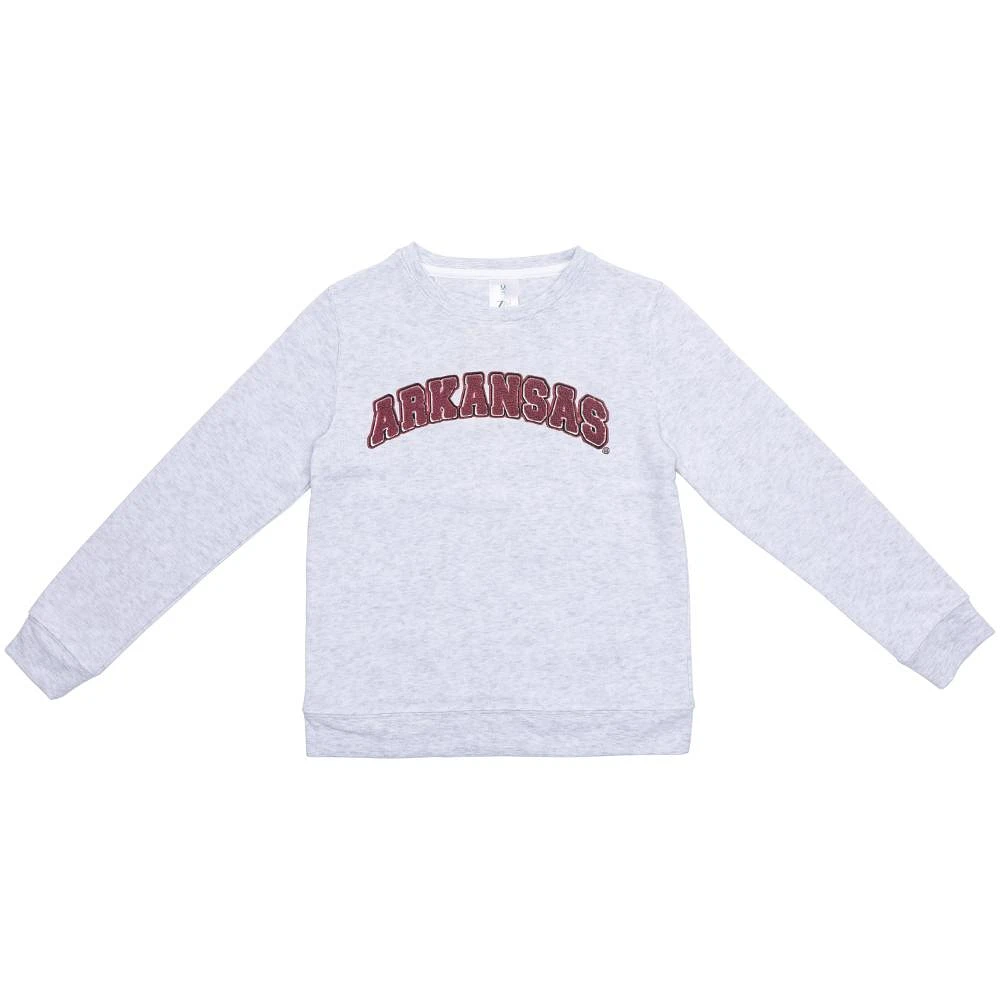 Arkansas Zoozatz YOUTH Outlined Chenille Fleece Crew