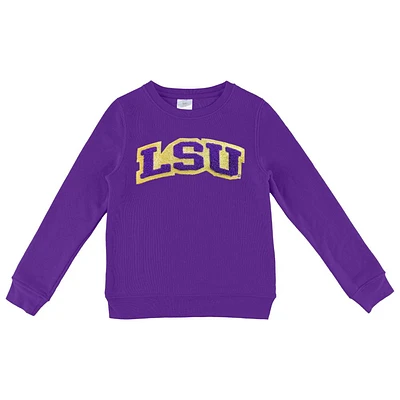 LSU Zoozatz YOUTH Glitter Arch Fleece Crew