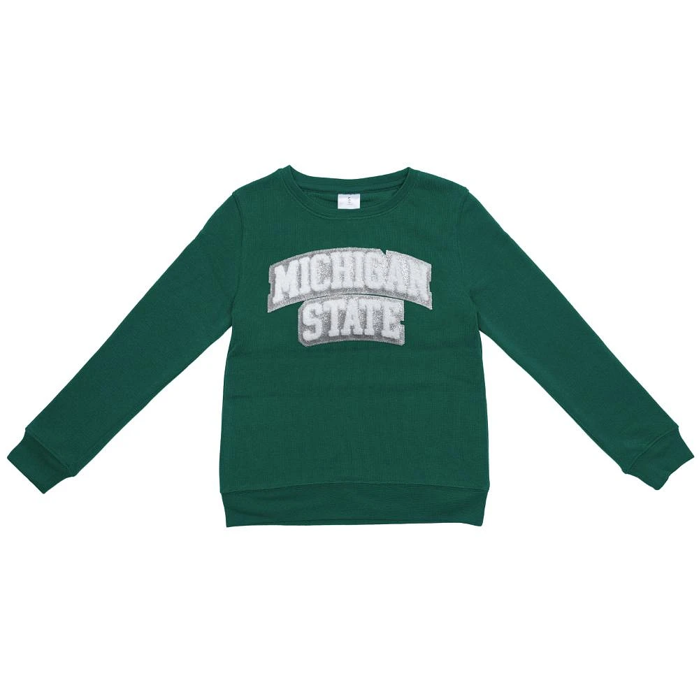 Michigan State Zoozatz YOUTH Glitter Arch Fleece Crew