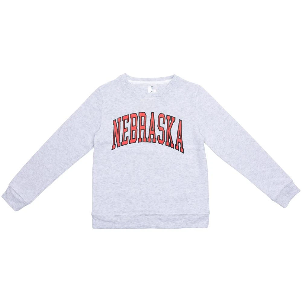 Nebraska Zoozatz YOUTH Faux Suede Fleece Crew