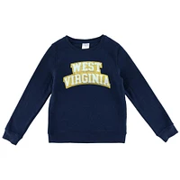 West Virginia Zoozatz YOUTH Glitter Arch Fleece Crew