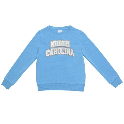 UNC Zoozatz YOUTH Glitter Arch Fleece Crew