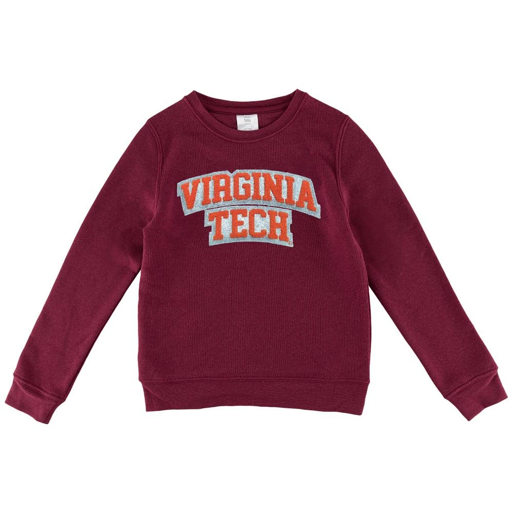 Virginia Tech Zoozatz YOUTH Glitter Arch Fleece Crew