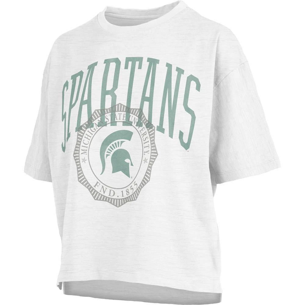 Michigan State Pressbox Women's Rock and Roll Waist Length Lawrence Tee