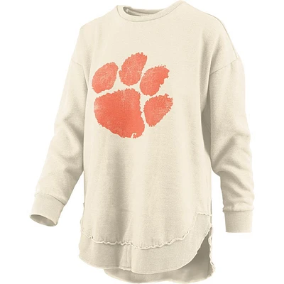 Clemson Pressbox Women's Distressed Logo Vintage Wash Poncho