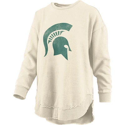 Michigan State Pressbox Women's Distressed Logo Vintage Wash Poncho