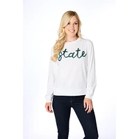 Michigan State Stewart Simmons The Glitter Script Long Sleeve Sweater