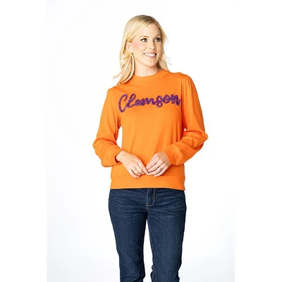 Clemson Stewart Simmons The Glitter Script Long Sleeve Sweater