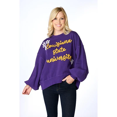 LSU Stewart Simmons The Glitter Script Balloon Pullover