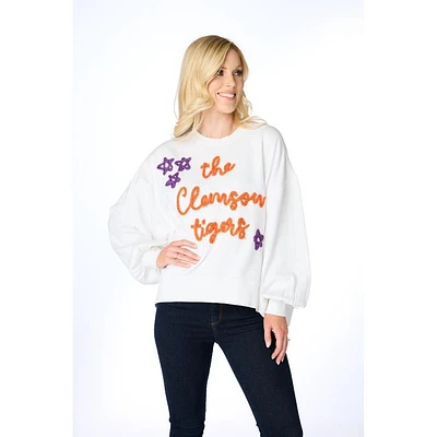 Clemson Stewart Simmons The Glitter Script Balloon Pullover