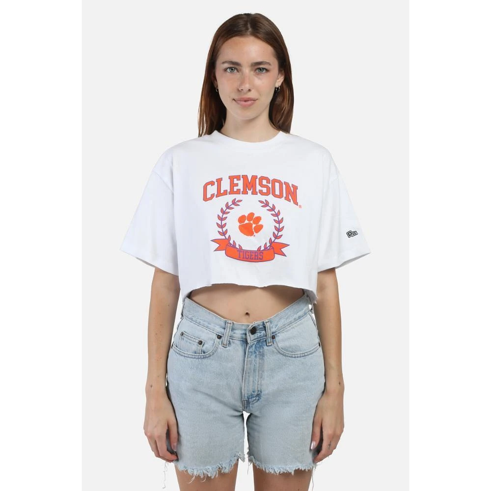 Clemson Hype And Vice Giant Logo Track Top Cropped Tee