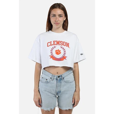 Clemson Hype And Vice Giant Logo Track Top Cropped Tee