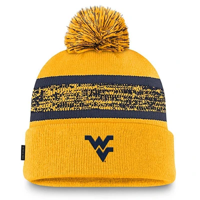 West Virginia Nike Sideline Peak Standard Cuff Pom Beanie